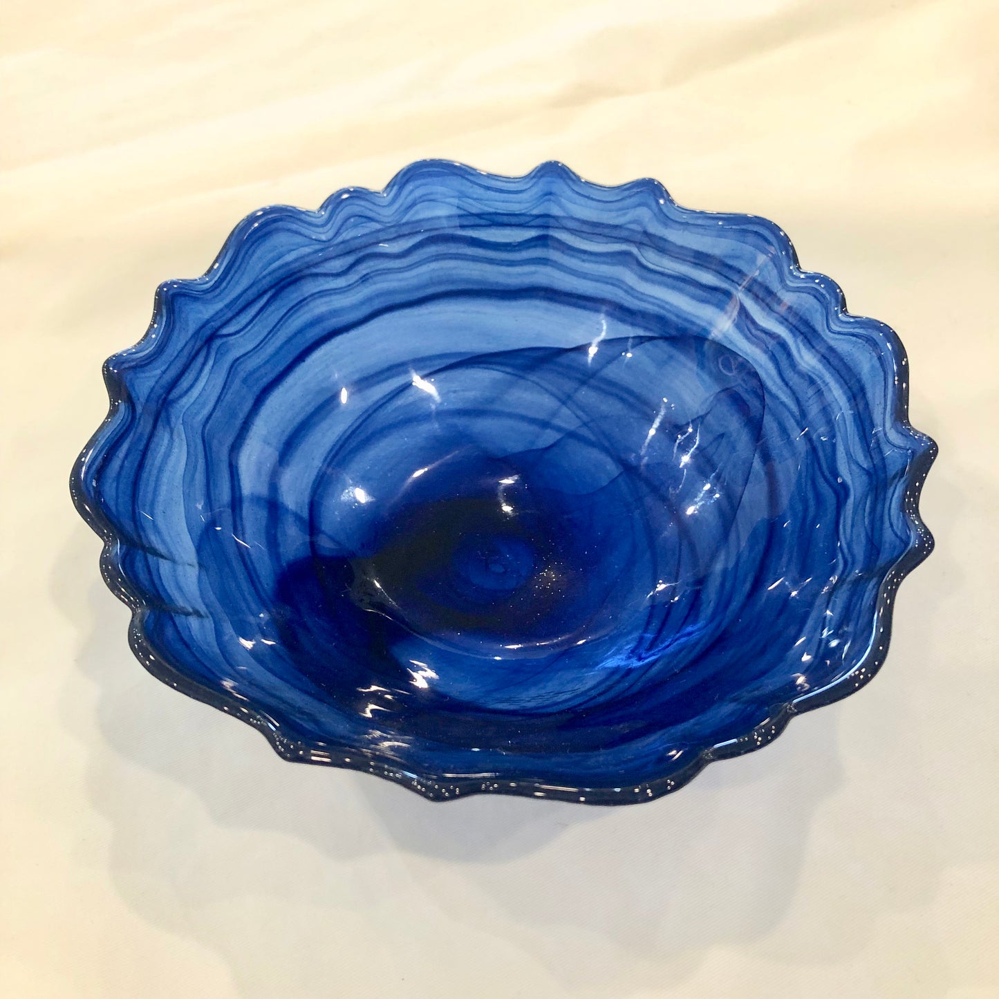 Bowl, Blue Swirl Glass