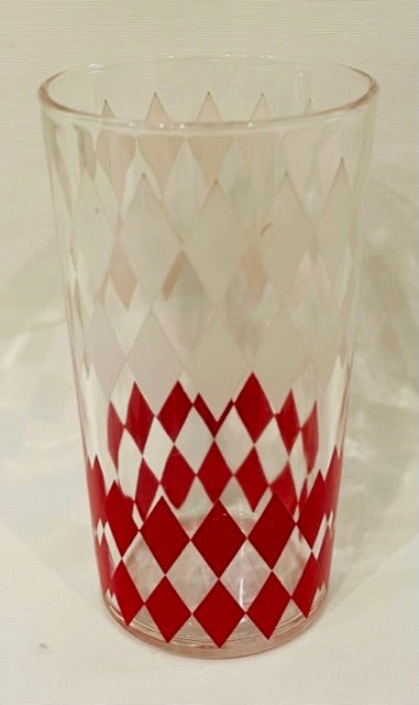 Set of 4 Red and White Diamond Glasses